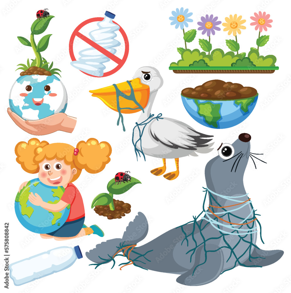 Naklejka premium Save the earth graphics and icons collection
