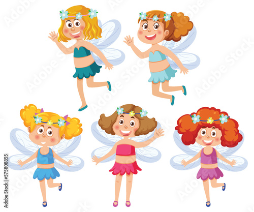 A set of cute fairy girls