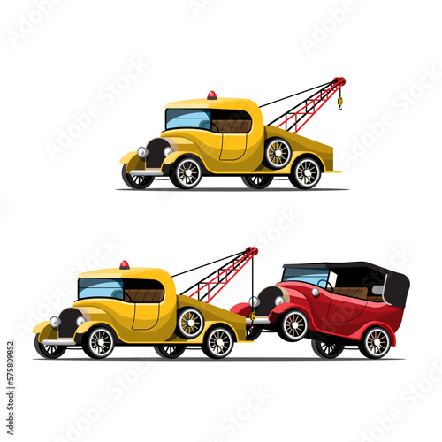 set of towing car trucking  auto transport vector illustration © Johnstocker