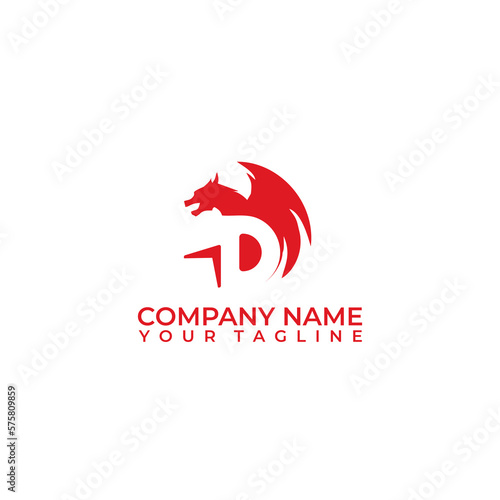 Dragon vector icon. Letter D vector logo design with isolated background.