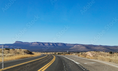 road in the desert to the mountain