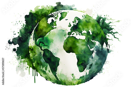green planet earth, acuarela