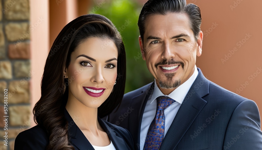 Empowering Confidence and Relationship in the Workplace: Celebrating National Couple's Day with Diversity Inclusivity in the Industry with Hispanic Real estate agent Couple (generative AI Empowering Confidence and Relationship in the Workplace: Celebrating National Couple's Day with Diversity Inclusivity in the Industry with Hispanic Real estate agent Couple (generative AI