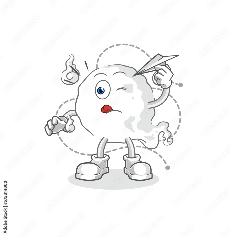 Fototapeta premium ghost with paper plane character. cartoon mascot vector