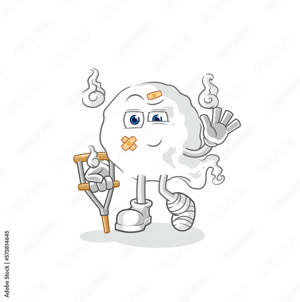 ghost sick with limping stick. cartoon mascot vector ghost sick with limping stick. cartoon mascot vector