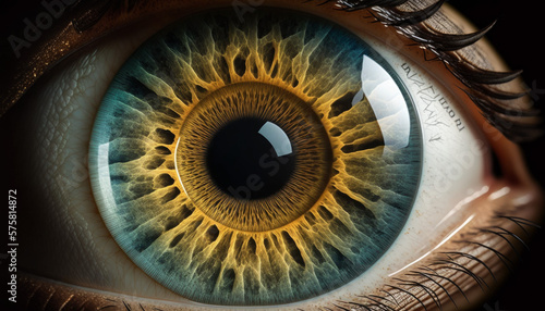 A photorealistic ai artwork of a human eyeball. Generative ai.
