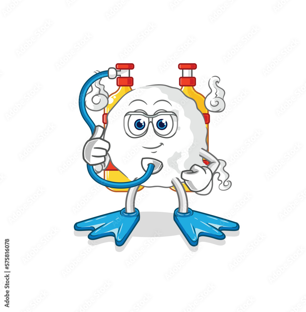 ghost diver cartoon. cartoon mascot vector