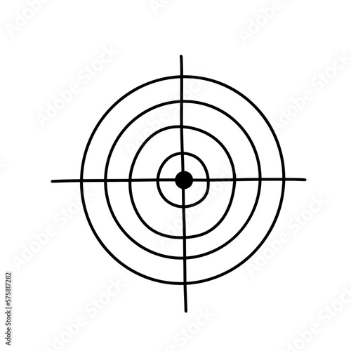 Line aim icon. Sight for shooting doodle vector illustration isolated on white.