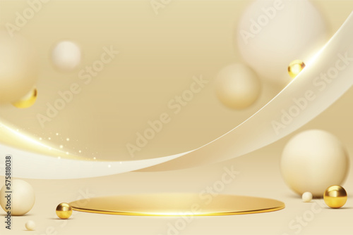 3d style podium gold luxury background, Premium vector illustration for sale or online marketing.