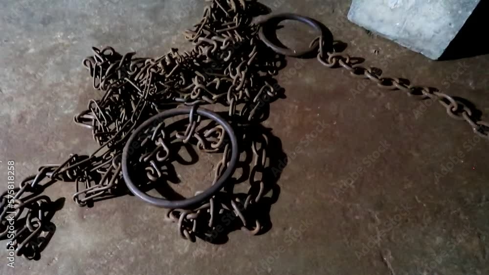 Chains on the floor in an african slave chamber of the Old Slave Market