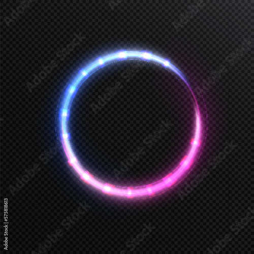 Luminous circular frame with light circle effect. Abstract circular background with luminous ornament. Place for your post web design game link. Abstract neon background. glowing swirling. 