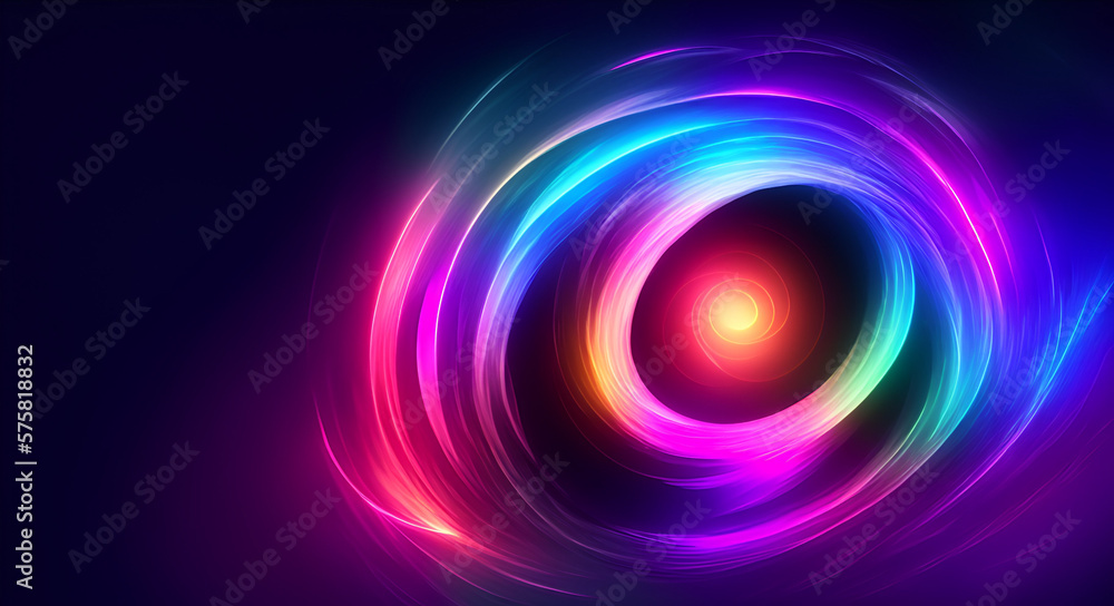 cosmic neon colorful abstract background with circles. Created with generative AI cosmic neon colorful abstract background with circles. Created with generative AI