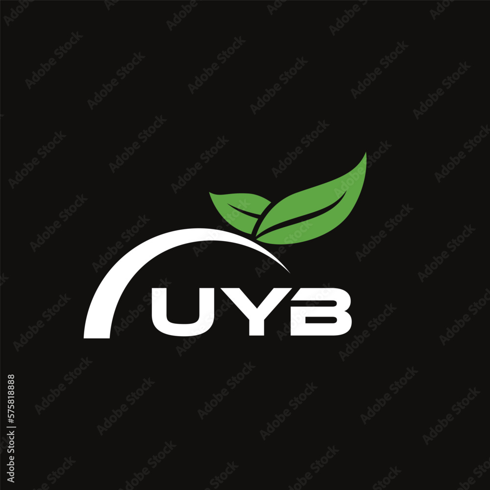 UYB letter nature logo design on black background. UYB creative initials letter leaf logo concept. UYB letter design. UYB letter nature logo design on black background. UYB creative initials letter leaf logo concept. UYB letter design.