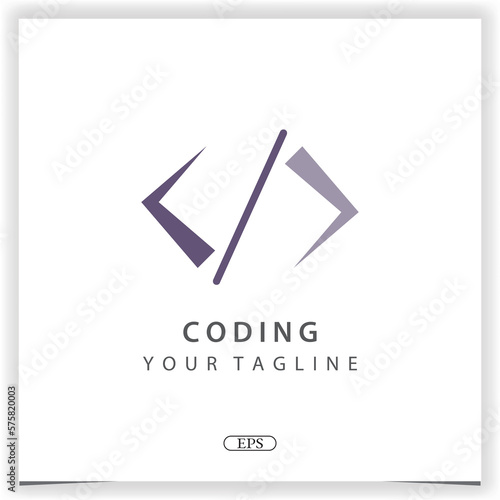 simple coding or programmer logo premium elegant template vector eps 10