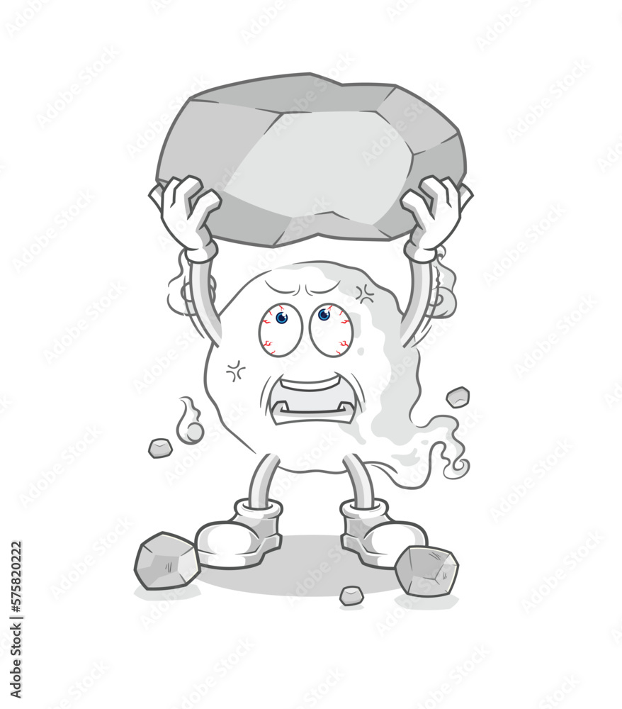 ghost lifting rock cartoon character vector ghost lifting rock cartoon character vector