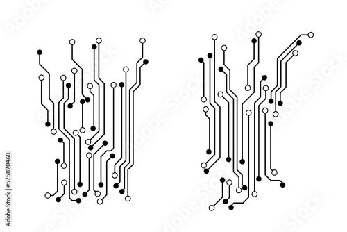 The vector circuit board and communication concept on a white screen for technology background