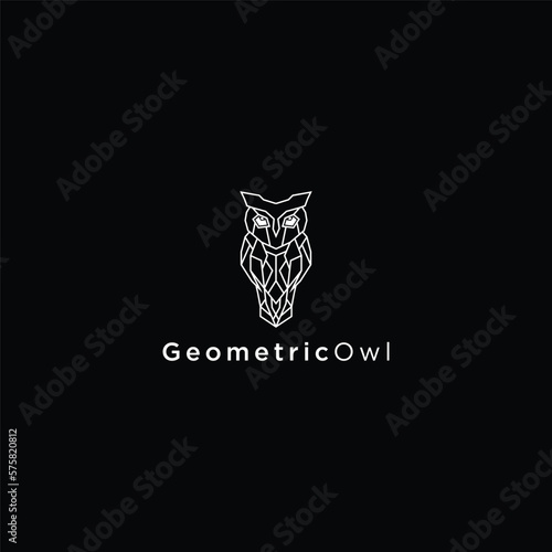 Owl geometric polygonal logo vector icon design template