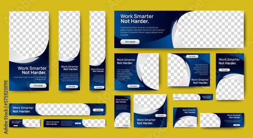 Abstract banner design web template Set, Horizontal header web banner. Modern Gradient Blue cover header background for website design, Social Media Cover ads banner, flyer, invitation card
