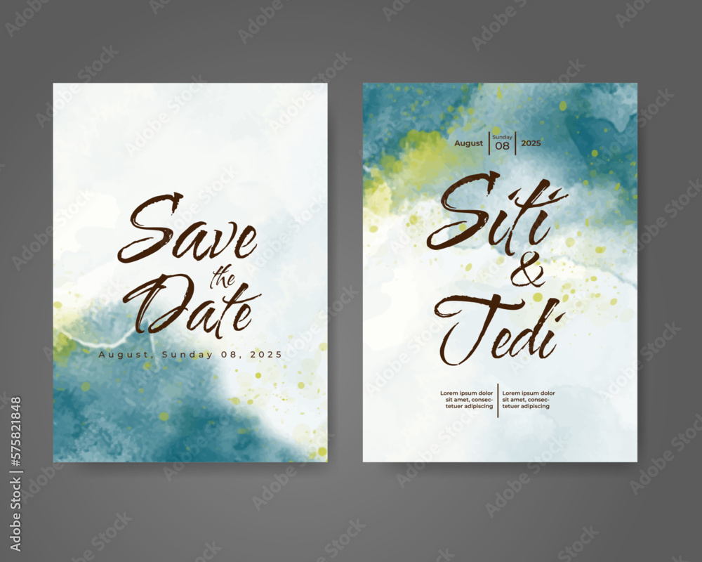 Wedding invitation with abstract watercolor background Wedding invitation with abstract watercolor background