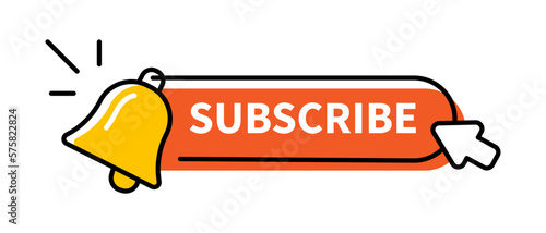Turn on reminder notification, subscribe click button with bell concept illustration flat design vector icon