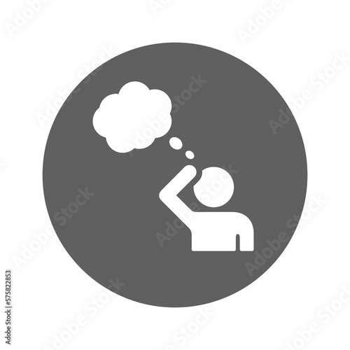 Consider, mull, peruse icon. Gray vector graphics.