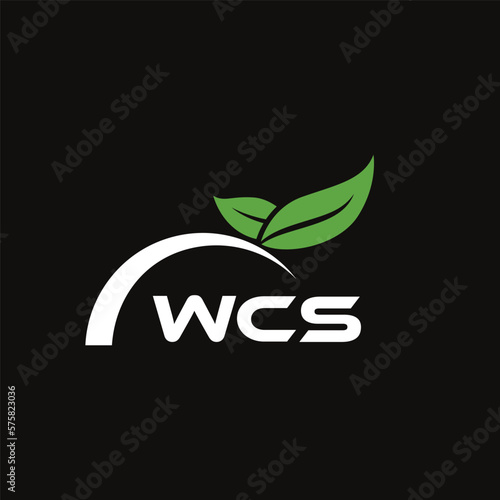 WCS letter nature logo design on black background. WCS creative initials letter leaf logo concept. WCS letter design. photo