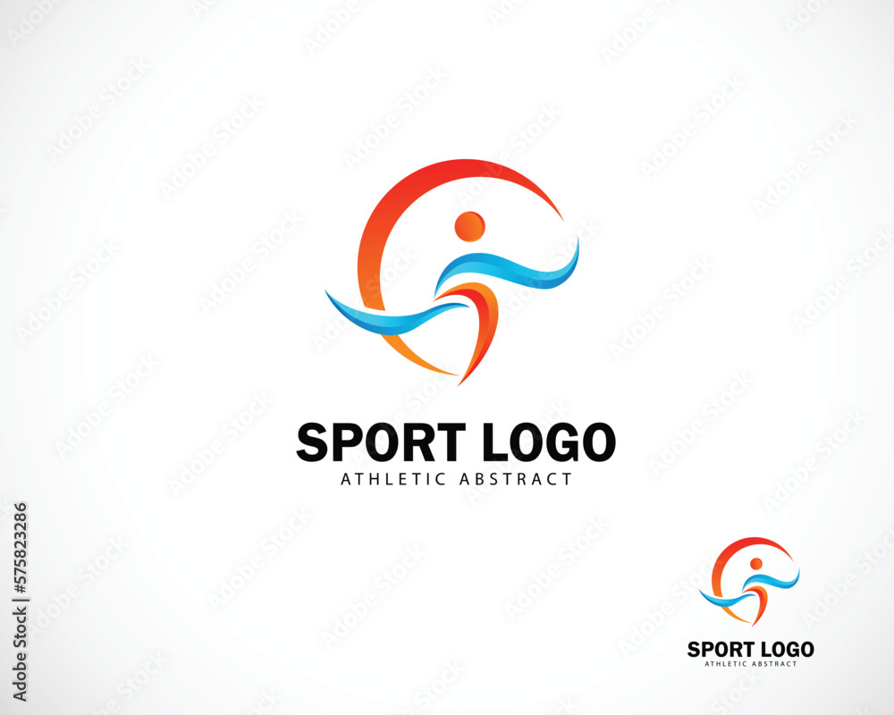 Run man logo creative color abstract people sport athletic icon yoga
