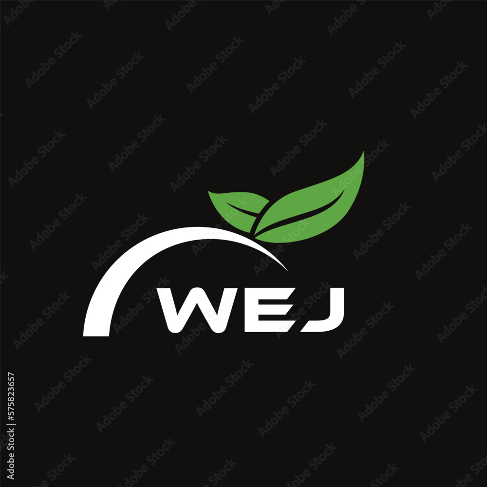 WEJ letter nature logo design on black background. WEJ creative initials letter leaf logo concept. WEJ letter design. - obrazy, fototapety, plakaty 