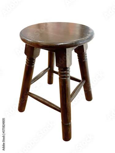 Round wooden chair without a backrest isolated