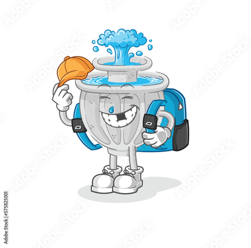 water fountain goes to school vector. cartoon character