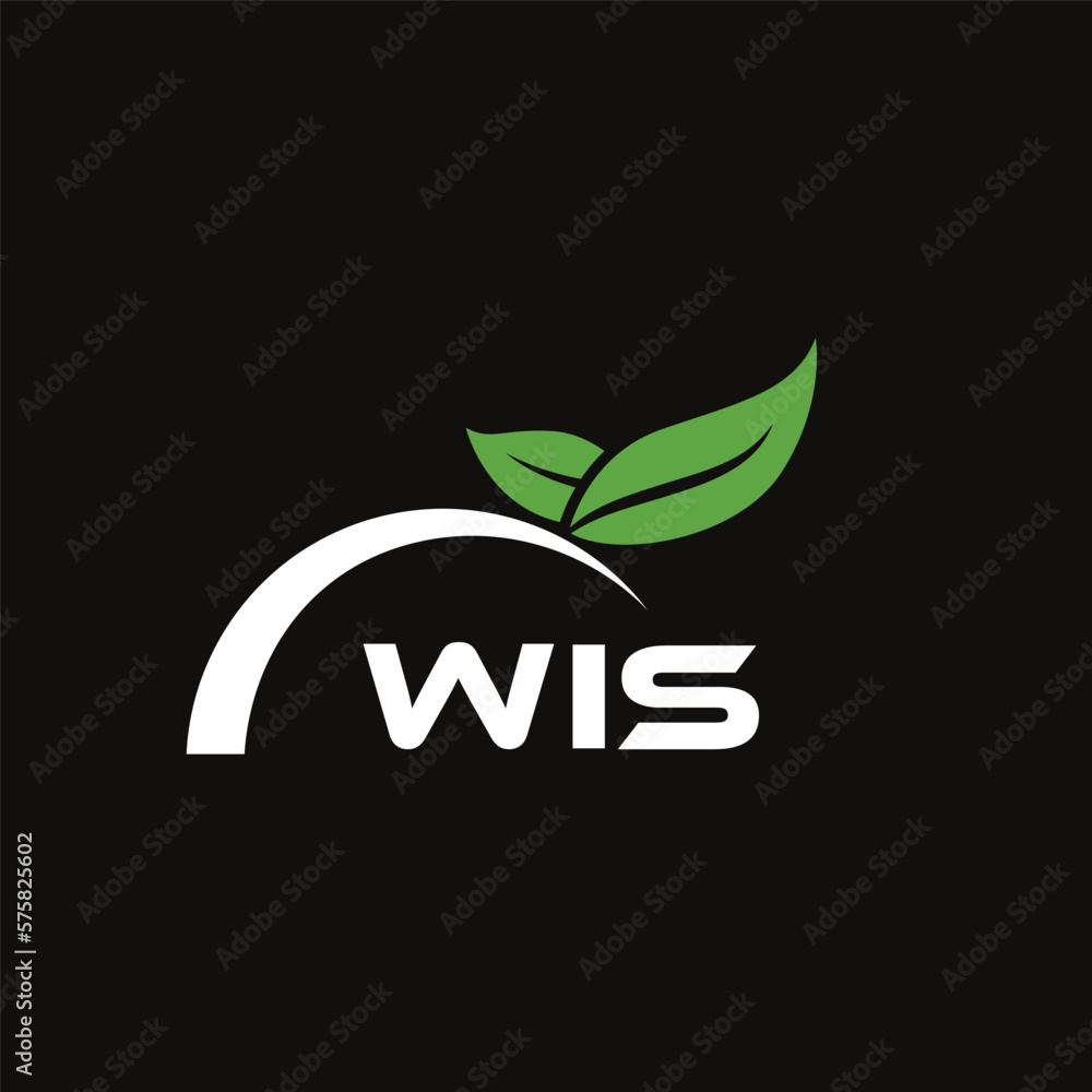 WIS letter nature logo design on black background. WIS creative initials letter leaf logo concept. WIS letter design.
 - obrazy, fototapety, plakaty 