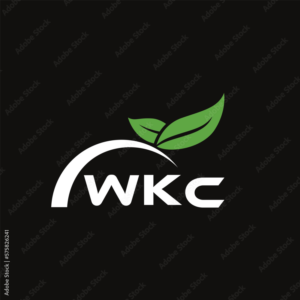 Fototapeta premium VKC letter nature logo design on black background. VKC creative initials letter leaf logo concept. VKC letter design.