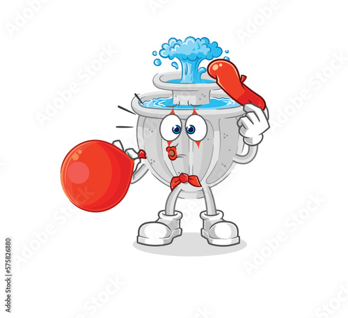 water fountain pantomime blowing balloon. cartoon mascot vector