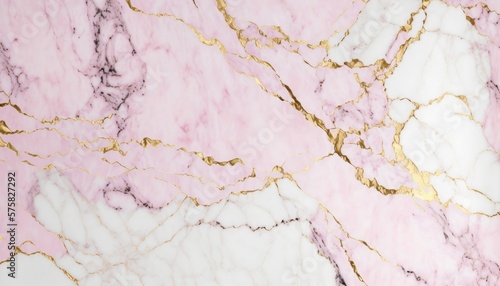 Luxe Pink Veins: Subtle Marble Texture with Gold Accents, AI Generative