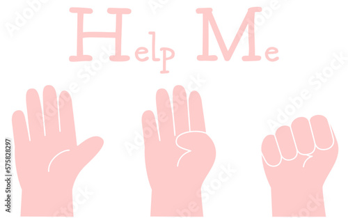 Line drawing of the Help Me hand sign