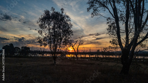 Sunset over Winton Wetlands in Victoria, Australia