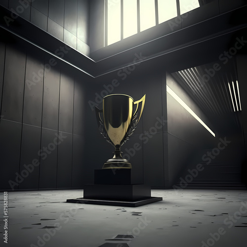 Trophy for winner-Success and achievement concept. Employee cup award theme. Generative AI