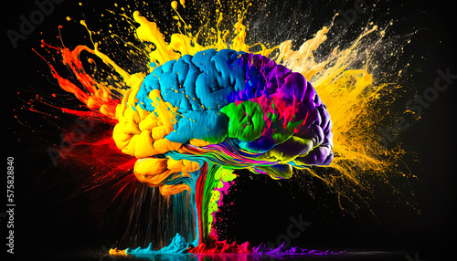 Generative AI illustration of a Creative Colorful Brainstorming: Abstract of Creative Thinking