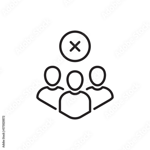 inefficient teamwork icon with black thin line team. linear trend modern logotype graphic stroke design web element isolated on white background. concept of not effective collaboration or recruitment