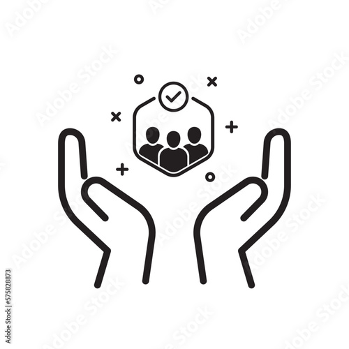 relationship or community like customer care icon. human resource outline logotype graphic stroke design. concept of individual people choice or good feedback and team narrow control or search talent