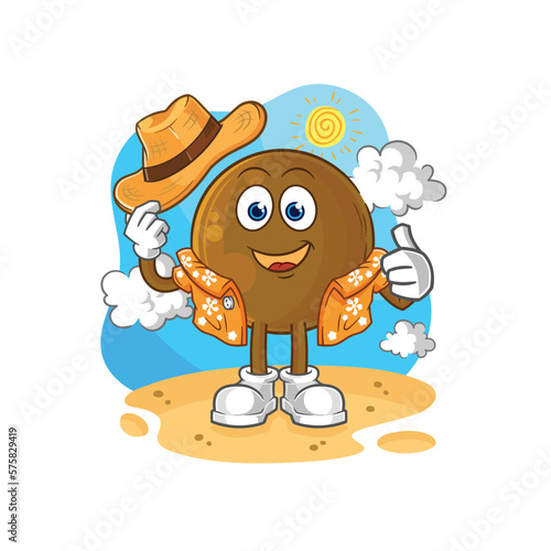 avocado stone go on vacation. cartoon mascot vector