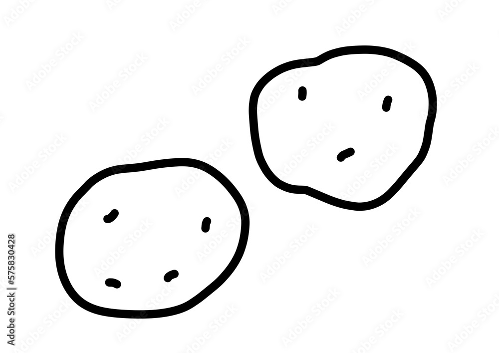 じゃがいもの手書きイラスト モノクロ じゃがいもの手書きイラスト モノクロ