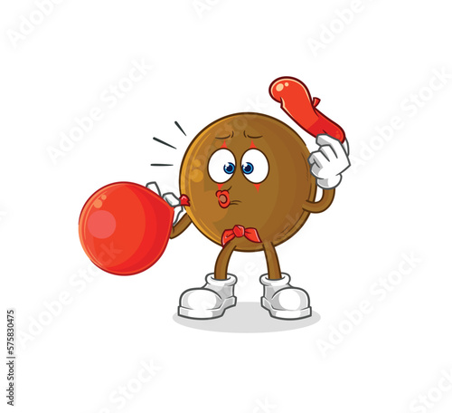 avocado stone pantomime blowing balloon. cartoon mascot vector