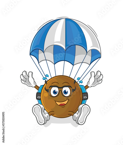 Fototapeta Naklejka Na Ścianę i Meble -  avocado stone skydiving character. cartoon mascot vector