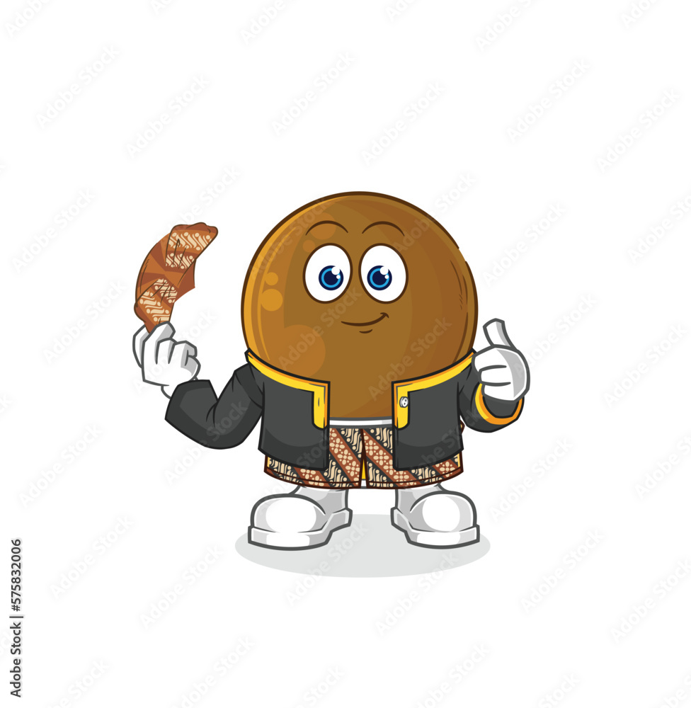 avocado stone Javanese character. cartoon mascot vector avocado stone Javanese character. cartoon mascot vector