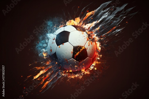 Fire on the Field  A Cinematic Soccer Gallop Motion Shot Sport Action Football Fire  Generative AI.