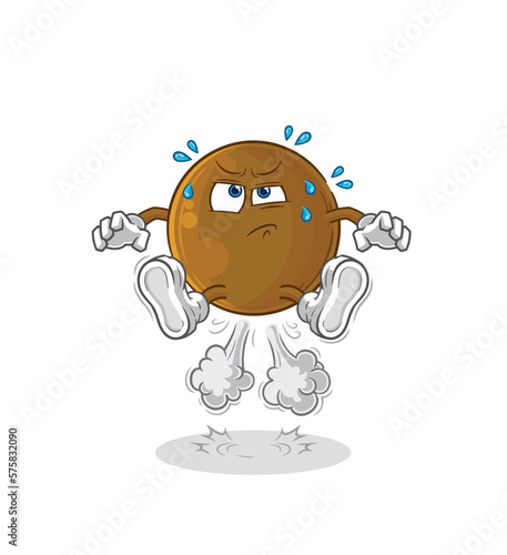 avocado stone fart jumping illustration. character vector