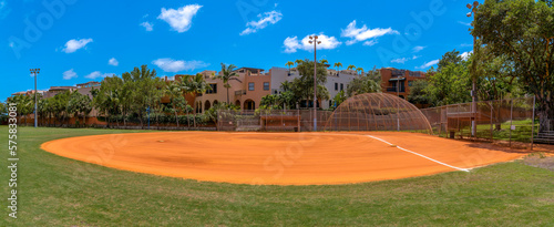 Photography Miami Beach, Florida- Panorama of a baseball field at Peacock Park