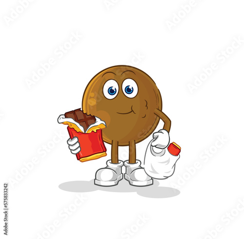 avocado stone eat chocolate mascot. cartoon vector