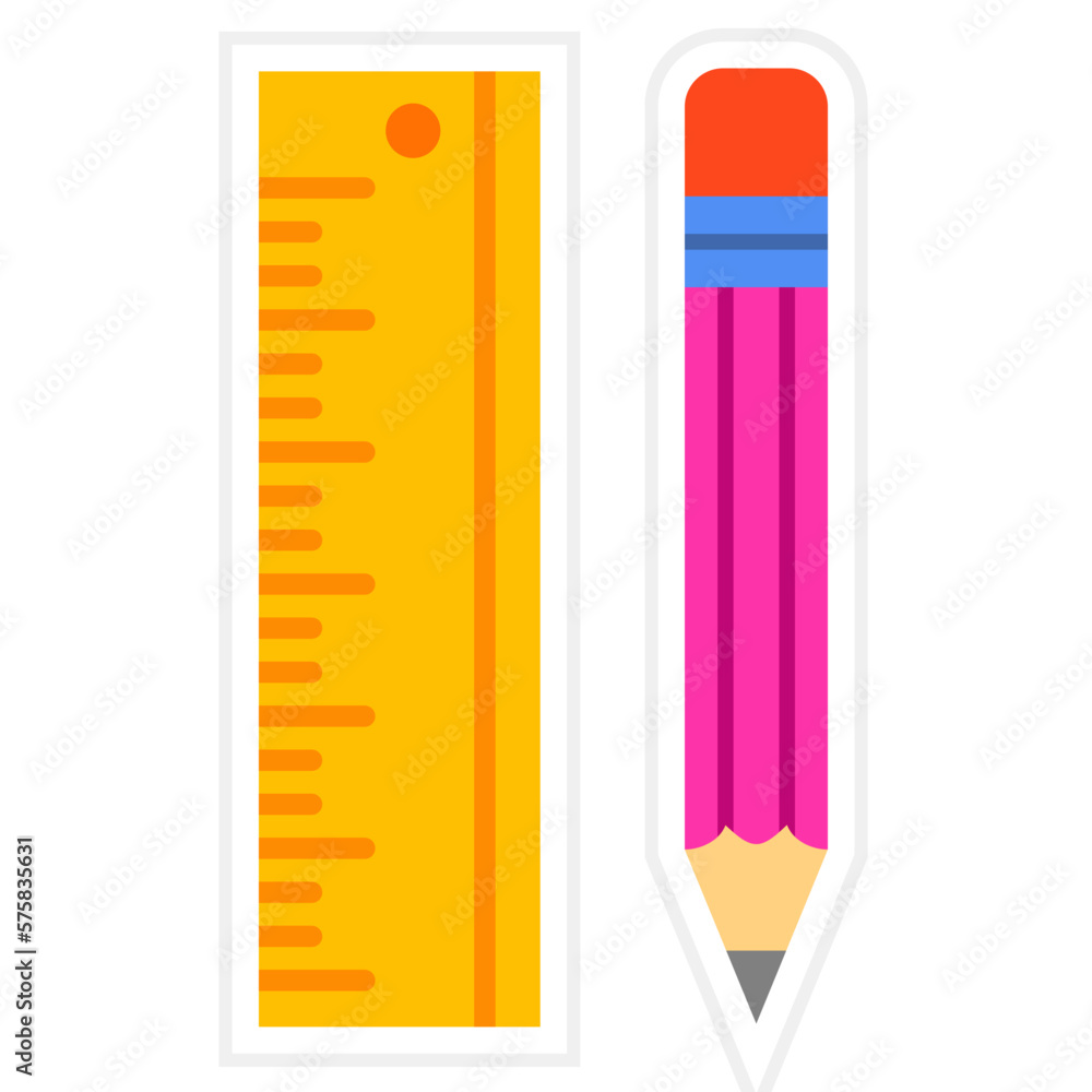 Ruler And Pencil Sticker Icon Ruler And Pencil Sticker Icon